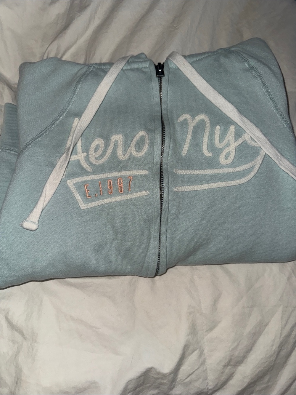 Aeropostale Pastel Blue Full-Zip Logo Hoodie